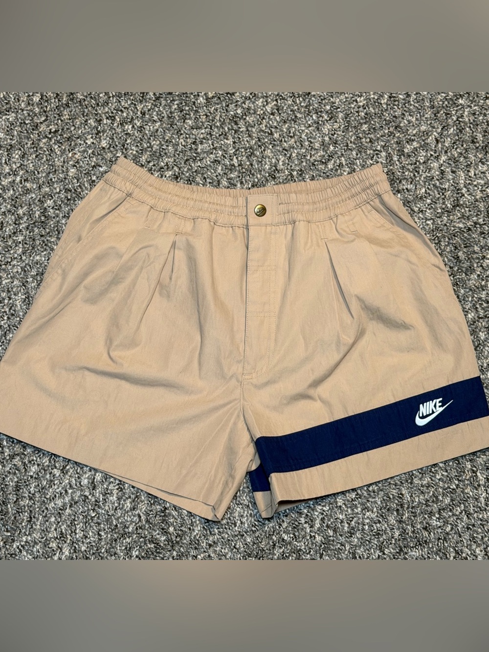 Vintage Nike Jim Courier Tennis Shorts Mens Medium Khaki Cotton Pleated Front